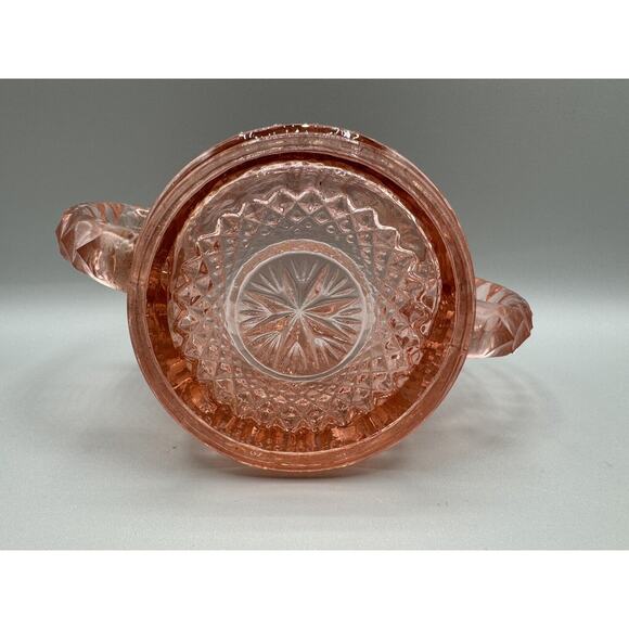 Imperial Glass Sugar Bowl Bright Deep Pink Open Pattern #0671 Button Vintage - Picture 6 of 8